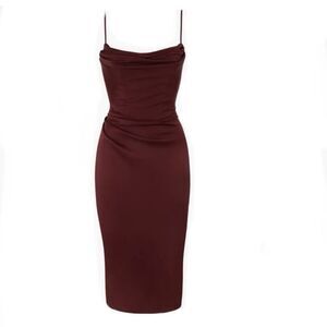 House of CB Burgundy Midi Dress